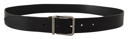 Dolce & Gabbana Zwarte Casual Kalfsleren Logo Metalen Gesp Riem