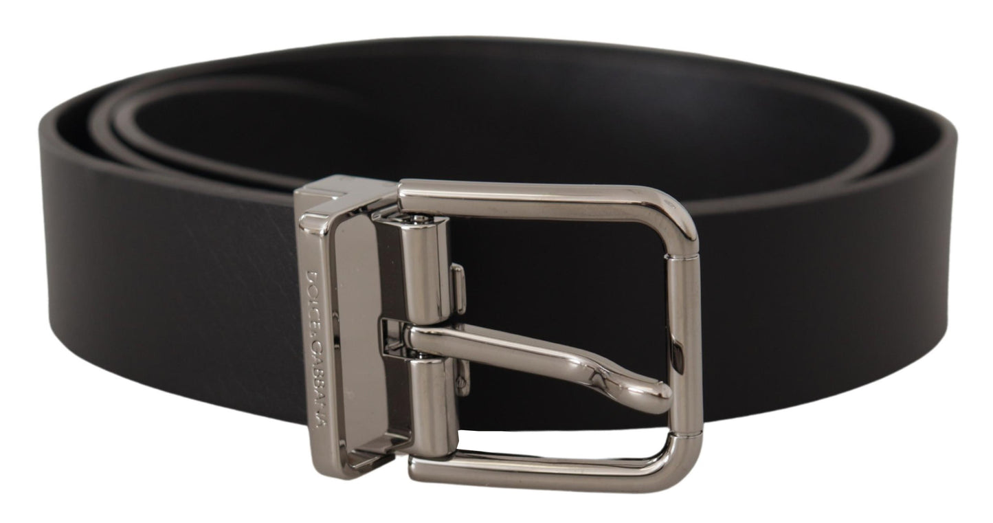 Dolce & Gabbana Zwarte Casual Kalfsleren Logo Metalen Gesp Riem