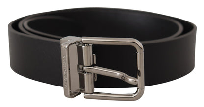 Dolce & Gabbana Zwarte Casual Kalfsleren Logo Metalen Gesp Riem