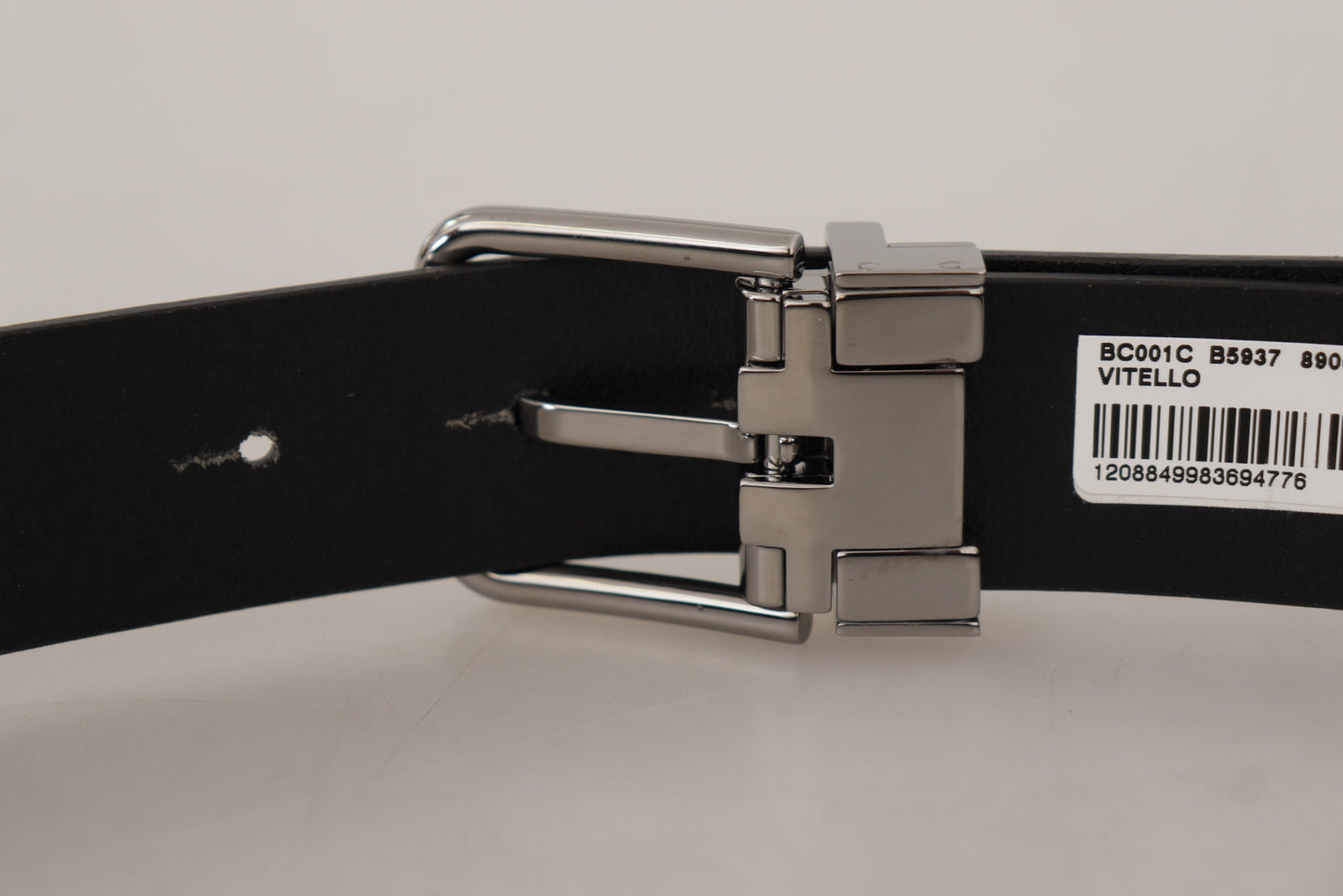 Dolce & Gabbana Zwarte Casual Kalfsleren Logo Metalen Gesp Riem