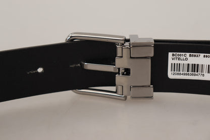 Dolce & Gabbana Zwarte Casual Kalfsleren Logo Metalen Gesp Riem