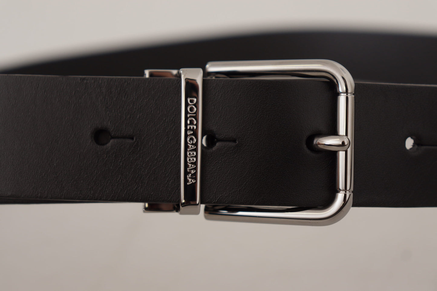 Dolce & Gabbana Zwarte Casual Kalfsleren Logo Metalen Gesp Riem