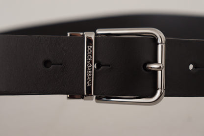 Dolce & Gabbana Zwarte Casual Kalfsleren Logo Metalen Gesp Riem