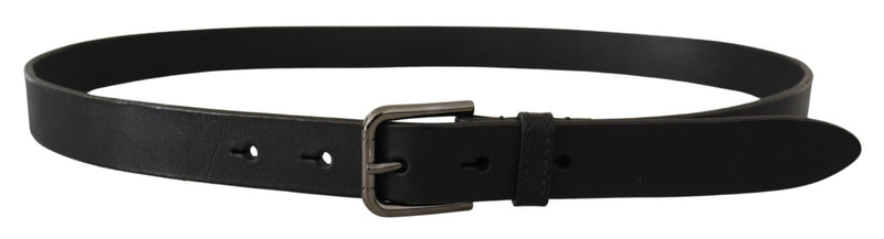 Ceinture Dolce &amp; Gabbana en cuir de veau noir avec boucle en métal gravée du logo