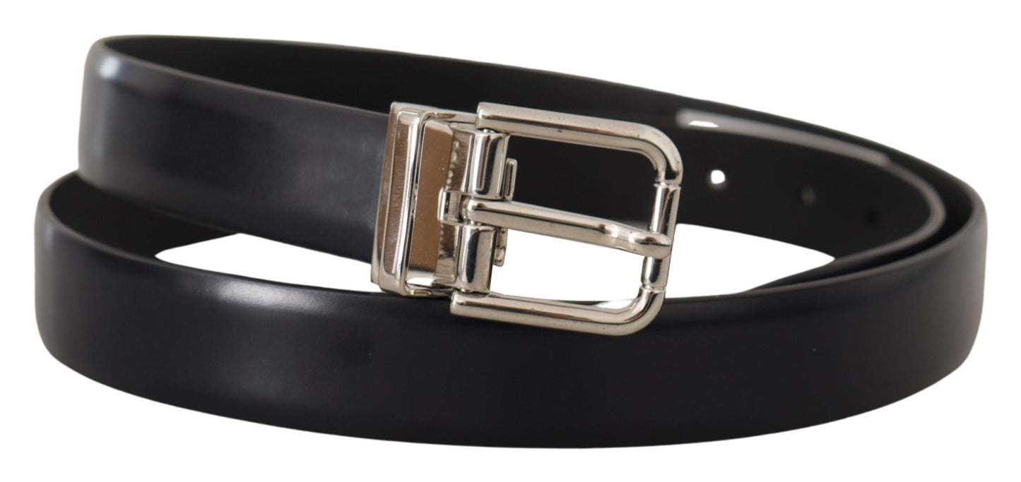 Dolce & Gabbana Zwarte Kalfsleren Klassieke Logo Metalen Gesp Riem