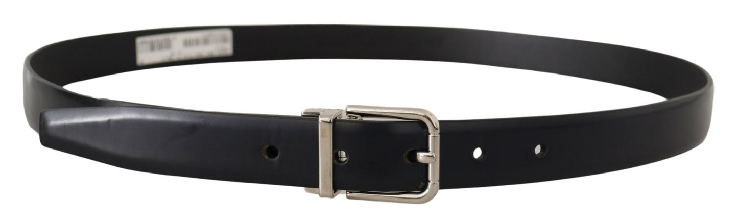 Dolce & Gabbana Zwarte Kalfsleren Klassieke Logo Metalen Gesp Riem