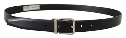 Dolce & Gabbana Zwarte Kalfsleren Klassieke Logo Metalen Gesp Riem