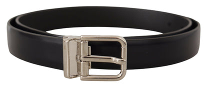 Dolce & Gabbana Zwarte Kalfsleren Klassieke Logo Metalen Gesp Riem
