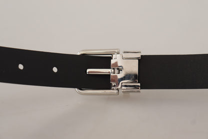 Dolce & Gabbana Zwarte Kalfsleren Klassieke Logo Metalen Gesp Riem