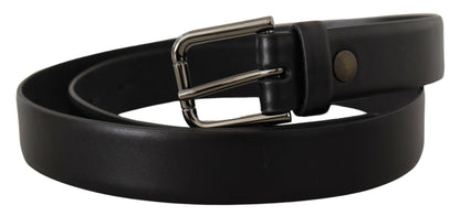 Dolce & Gabbana Zwarte Kalfsleren Klassieke Logo Metalen Gesp Riem