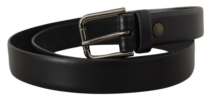 Ceinture Dolce &amp; Gabbana en cuir de veau noir avec boucle en métal et logo classique