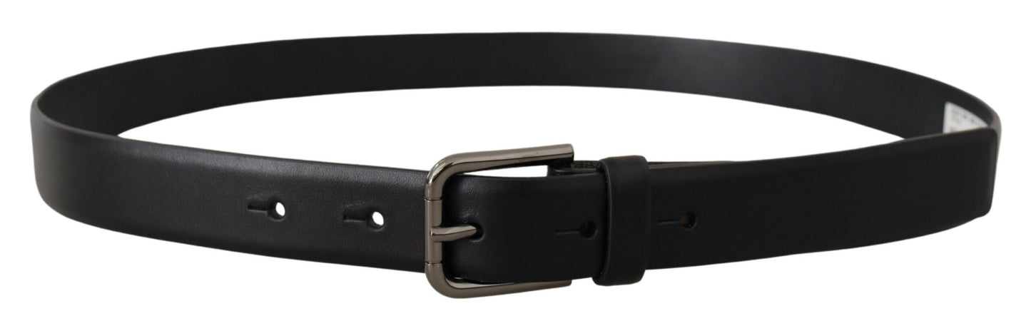 Dolce & Gabbana Zwarte Kalfsleren Klassieke Logo Metalen Gesp Riem