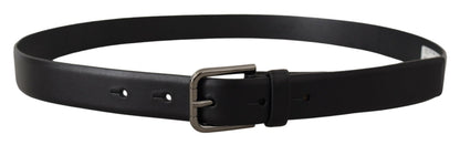 Dolce & Gabbana Zwarte Kalfsleren Klassieke Logo Metalen Gesp Riem