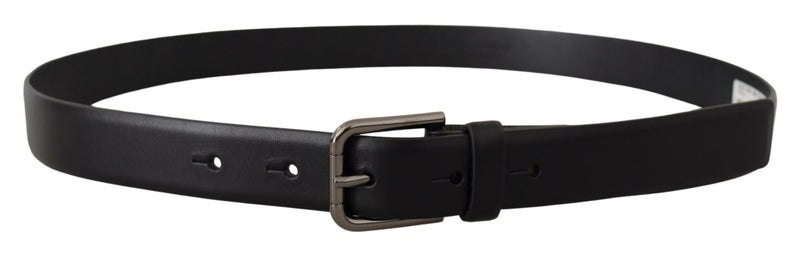 Ceinture Dolce &amp; Gabbana en cuir de veau noir avec boucle en métal et logo classique