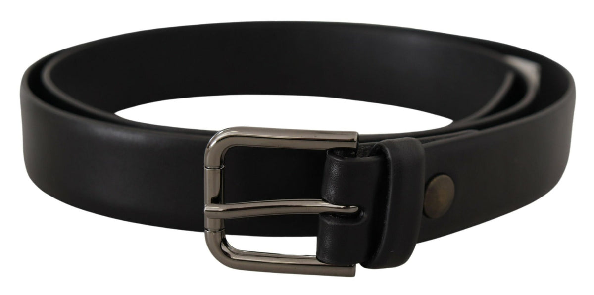Ceinture Dolce &amp; Gabbana en cuir de veau noir avec boucle en métal et logo classique