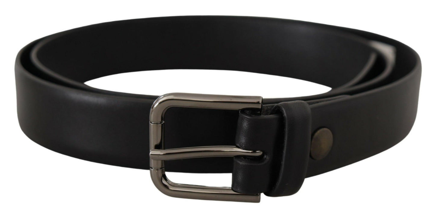 Dolce & Gabbana Zwarte Kalfsleren Klassieke Logo Metalen Gesp Riem