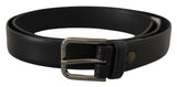 Ceinture Dolce &amp; Gabbana en cuir de veau noir avec boucle en métal et logo classique