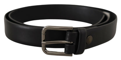 Dolce & Gabbana Zwarte Kalfsleren Klassieke Logo Metalen Gesp Riem