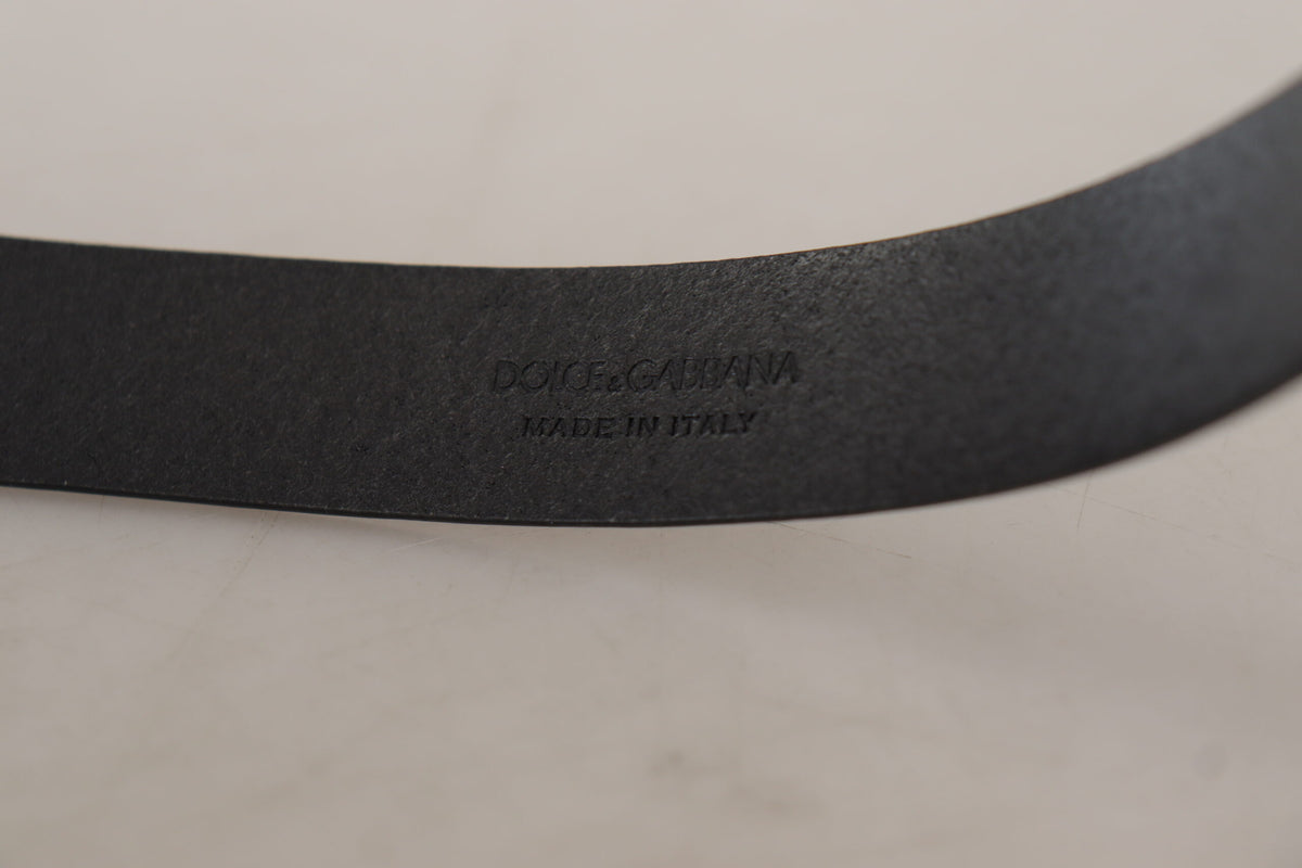 Ceinture Dolce &amp; Gabbana en cuir de veau noir avec boucle en métal et logo classique
