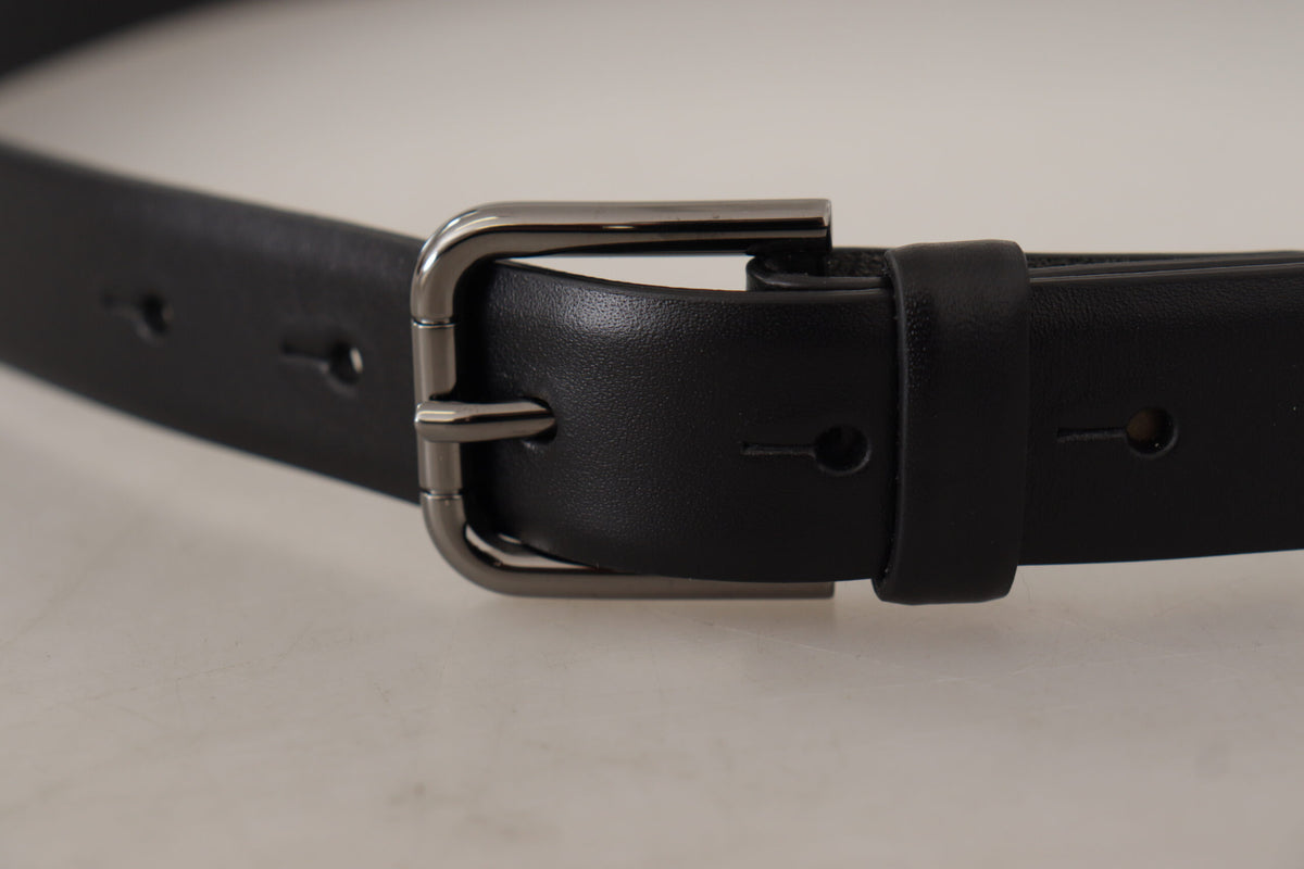 Ceinture Dolce &amp; Gabbana en cuir de veau noir avec boucle en métal et logo classique