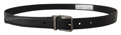Dolce & Gabbana Zwarte Leren Vintage Logo Metalen Gesp Riem