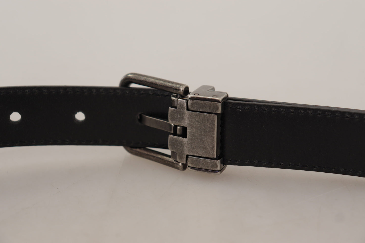 Dolce & Gabbana Zwarte Leren Vintage Logo Metalen Gesp Riem