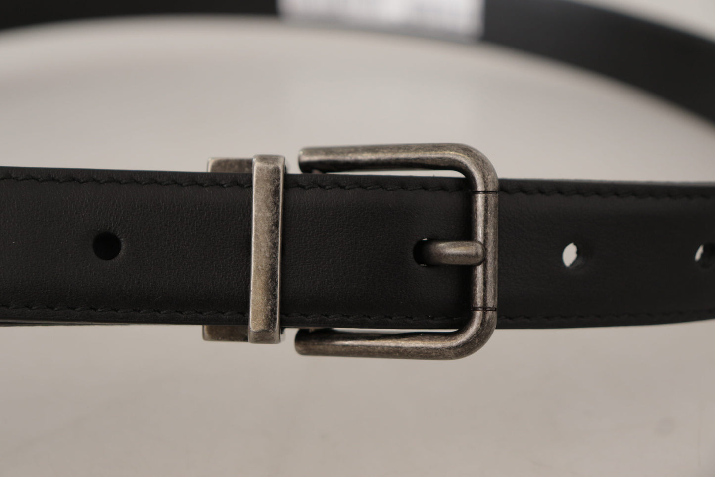 Dolce & Gabbana Zwarte Leren Vintage Logo Metalen Gesp Riem
