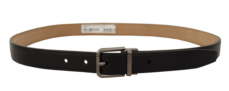 Ceinture Dolce &amp; Gabbana en cuir de veau noir avec boucle en métal gravée du logo