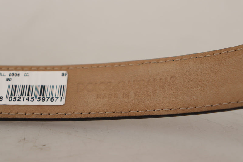 Ceinture Dolce &amp; Gabbana en cuir de veau noir avec boucle en métal gravée du logo