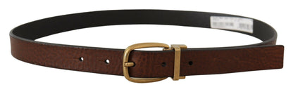 Ceinture classique vintage en cuir marron Dolce &amp; Gabbana avec boucle en métal