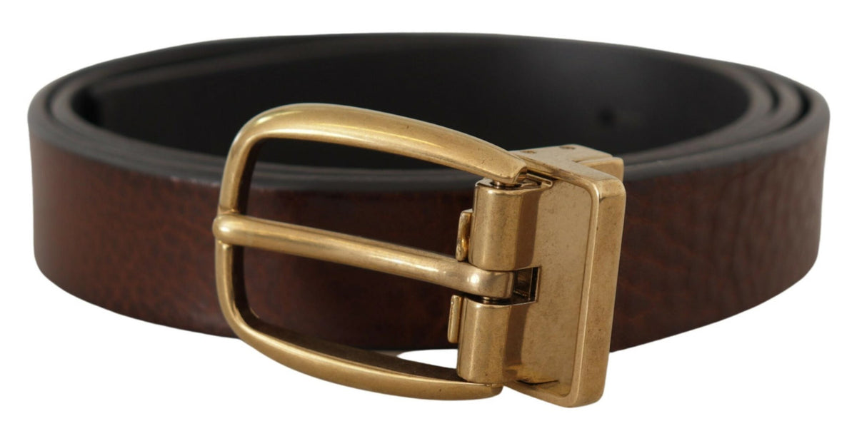 Ceinture classique vintage en cuir marron Dolce &amp; Gabbana avec boucle en métal