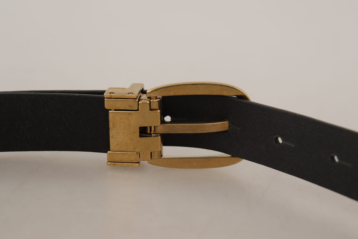 Ceinture classique vintage en cuir marron Dolce &amp; Gabbana avec boucle en métal
