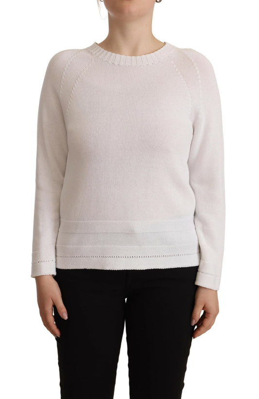 Pull en tricot blanc à manches longues et col rond Alpha Studio
