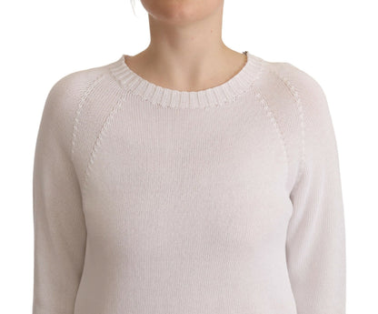 Pull en tricot blanc à manches longues et col rond Alpha Studio