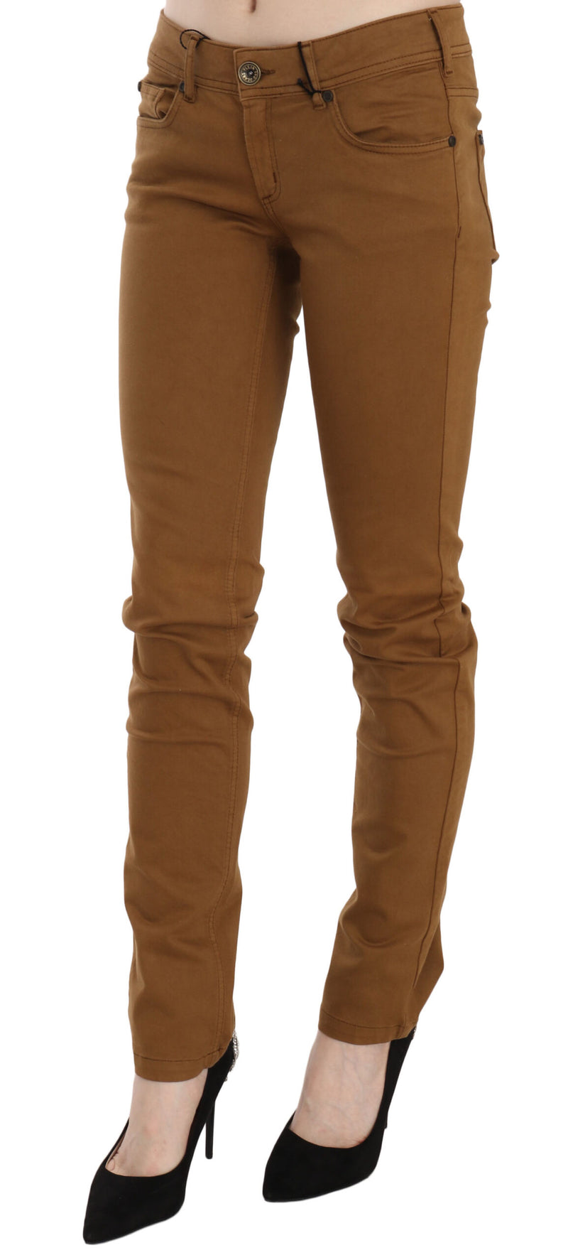 PLEIN SUD Jeans en Denim Slim Fit Marron en Coton