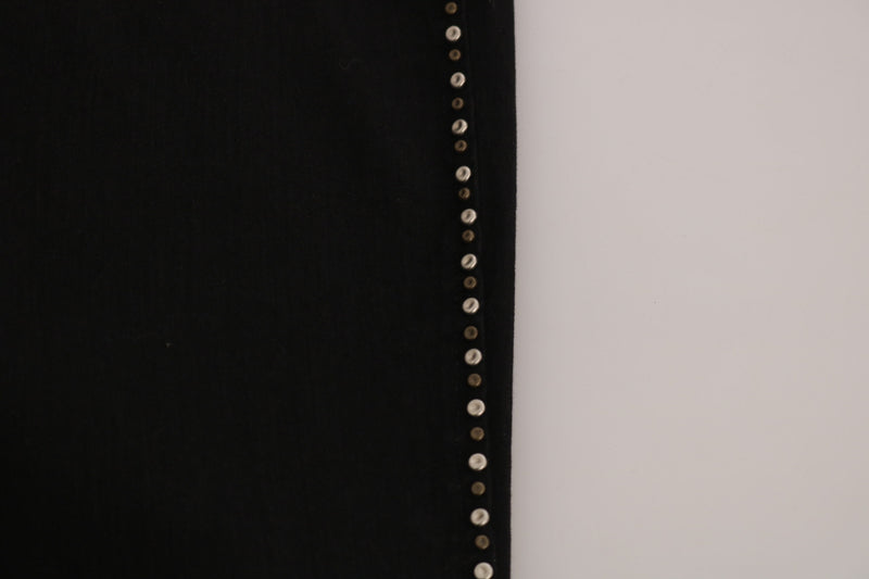 Costume National Jeans Skinny Noir Embellies Taille Mi-Haute