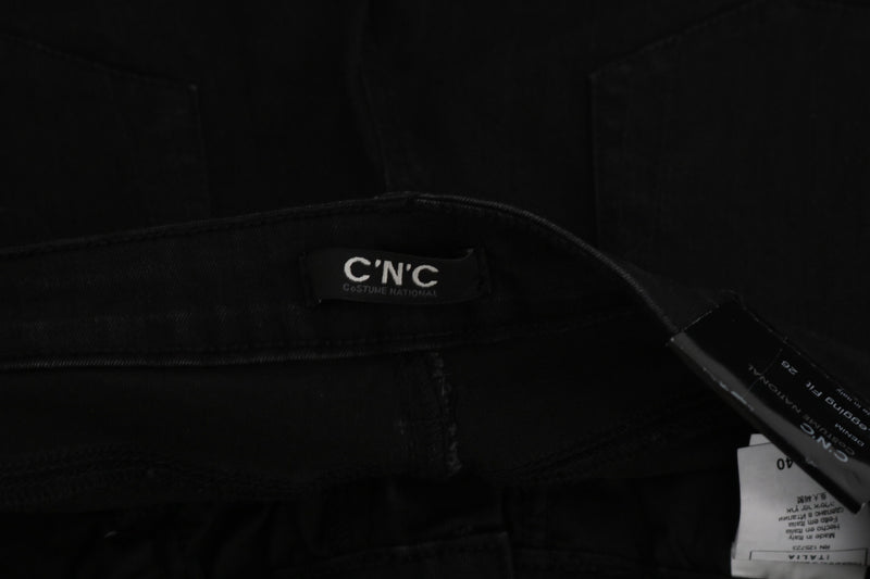 Costume National Jeans Skinny Noir Embellies Taille Mi-Haute