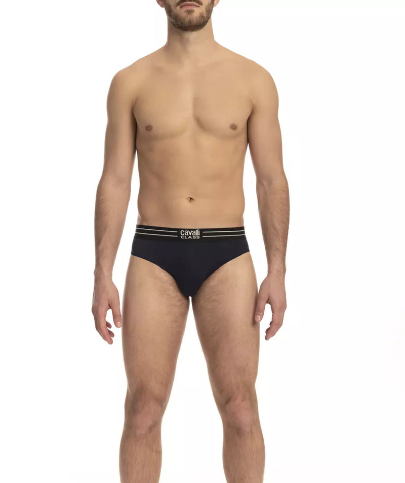Cavalli Class Blue Cotton Men's Underwear Tri-Pack - Stylish Comfort