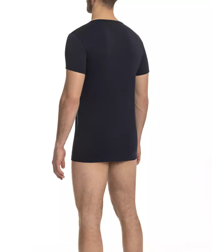 T-shirt homme en coton bleu Cavalli Class