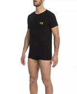 T-shirt homme en coton noir Cavalli Class