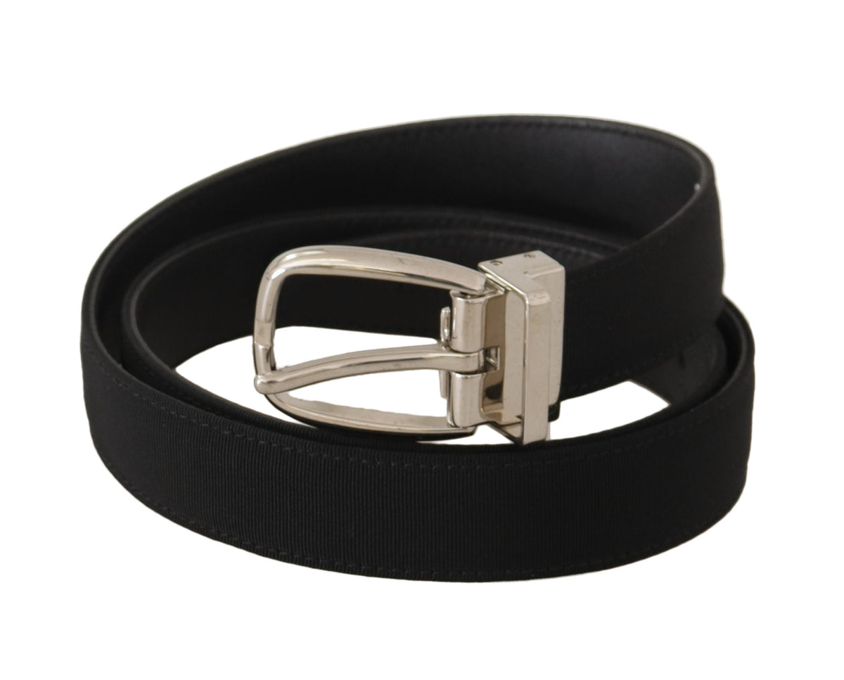 Ceinture Dolce &amp; Gabbana en cuir de veau noir avec boucle en métal argenté