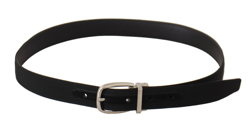 Ceinture Dolce &amp; Gabbana en cuir de veau noir avec boucle en métal argenté