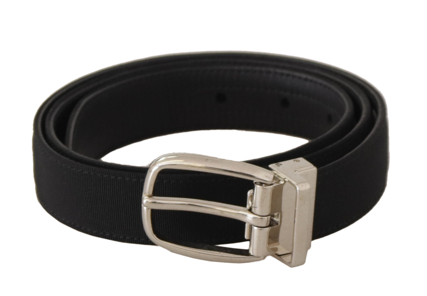 Dolce & Gabbana riem zwart kalfsleer zilverkleurige metalen gesp