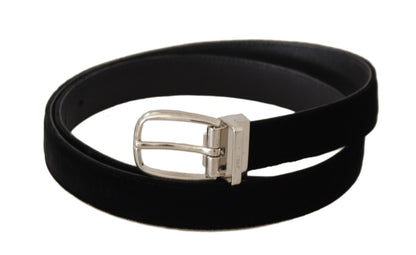 Dolce & Gabbana Zwarte Casual Fluwelen Zilverkleurige Metalen Gesp Riem