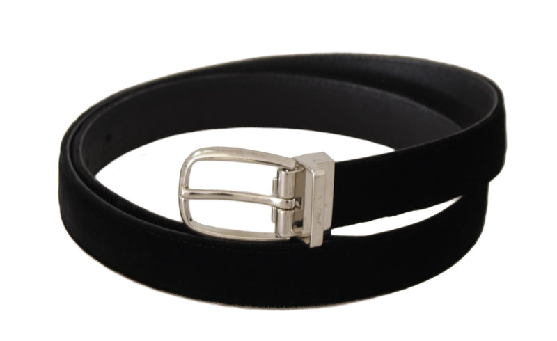 Ceinture Dolce &amp; Gabbana en velours noir décontracté avec boucle en métal argenté