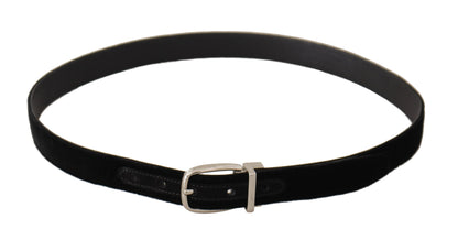 Dolce & Gabbana Zwarte Casual Fluwelen Zilverkleurige Metalen Gesp Riem