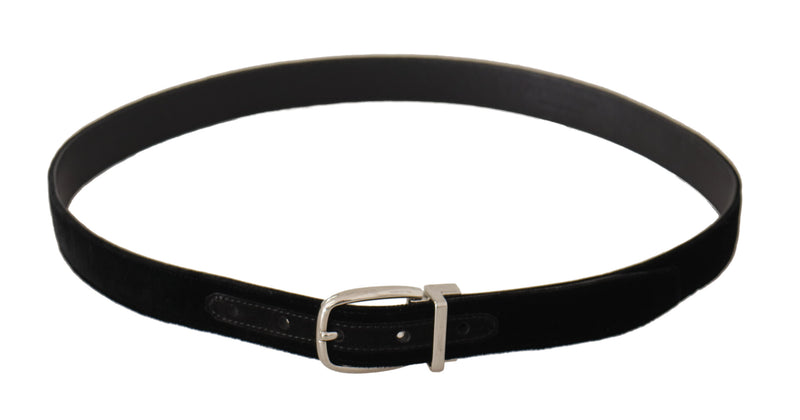 Ceinture Dolce &amp; Gabbana en velours noir décontracté avec boucle en métal argenté
