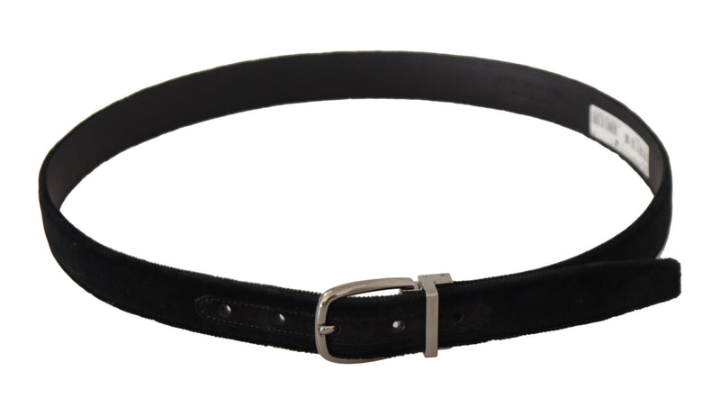 Ceinture Dolce &amp; Gabbana en velours noir classique avec boucle en métal argenté