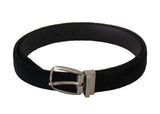 Ceinture Dolce &amp; Gabbana en velours noir classique avec boucle en métal argenté