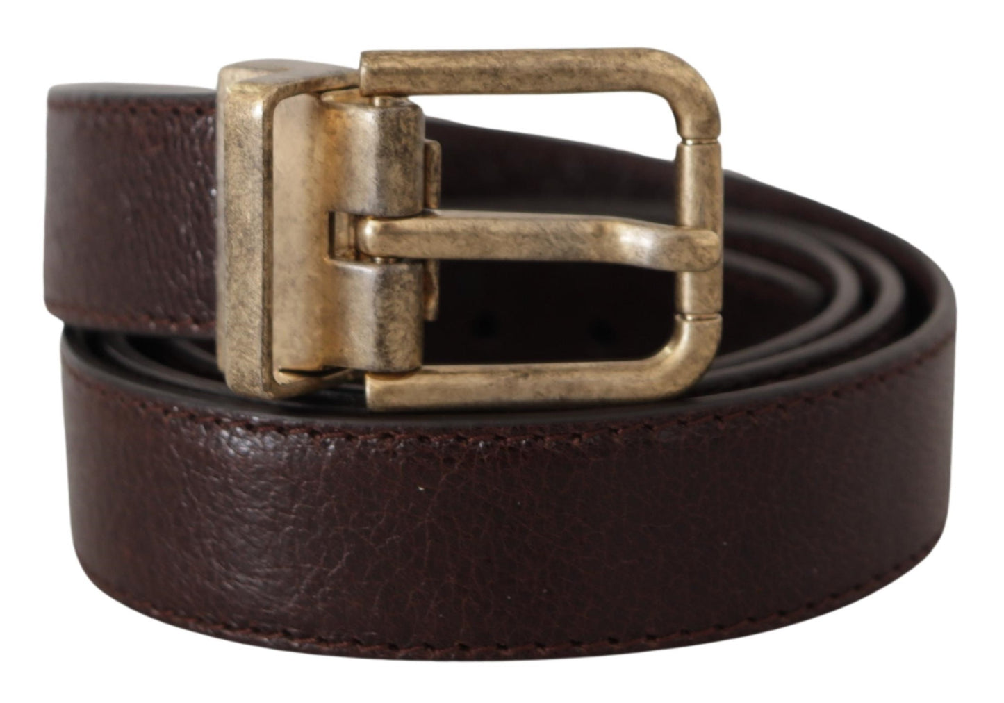 Dolce & Gabbana Bruine Kalfsleren Vintage Logo Metalen Gesp Riem